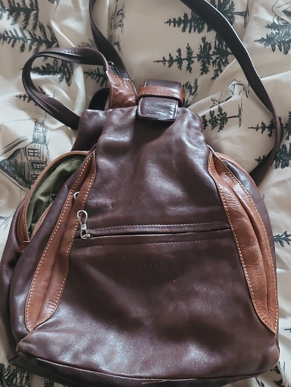 Stylish Brown Leather Mini Backpack - Two-Tone Brown Finish